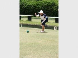 On its way: Madge Nicolson in fine form during KBA Saturday League action at Riverside Bowling Club.
