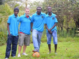 For the love of the game: Dennis Grassroots Football Club coaches take a break after a successful first year. They are (from left) Danny Magunje, Wesley Sparkman, Dennis Magunje (head coach) and Nigel Magunje.