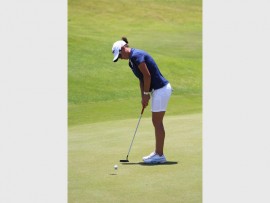 Oops: A short putt missed (surprisingly) by Lee-Anne Pace.