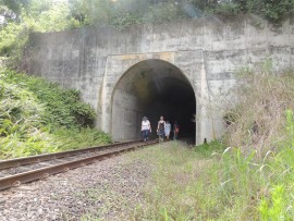 The River Road trail takes walkers through two dark tunnels.