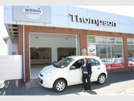 Zippy: Sales executive Thea Erasmus shows off the Nissan Micra, available at Thompson Motors.