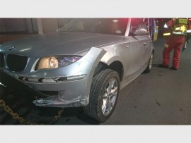 The driver of this vehicle lost control of his vehicle in Marine Drive, Margate on Sunday. Photo by Kwazulu Private Ambulance.