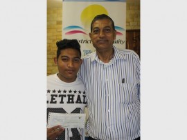 New beginnings: Nishal Ramdeen (left) and his father, Harry, from Marburg were happy to receive tertiary bursary assistance from the Ugu mayoral bursary fund.