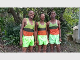 Ready to go: Runners (from left) Michael Mzobe, Wiseman Gwele and Eric Mqadi are three of South Coast Striders' leading athletes.