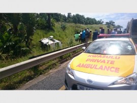 The taxi involved in the collision on the R61. Photo by Kwazulu Private Ambulance