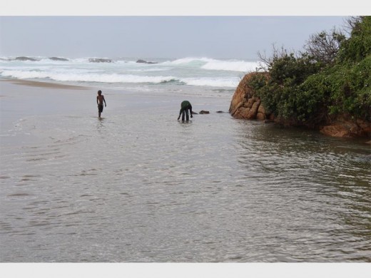 Children play in the Glenmore beach lagoon which is suspected to contain bilharzia parasites.