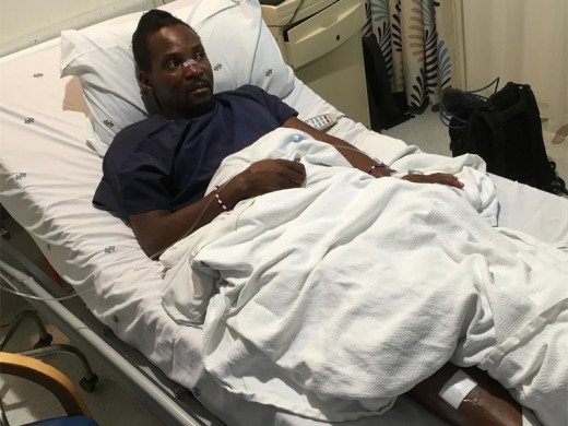 Recovering: The Citizen newspaper photographer, Nigel Sibanda at the Netcare Margate Hospital following an attack by a mob at the Xolobeni mining project sand dunes last Saturday. Photo Credit : Michel Bega, The Citizen