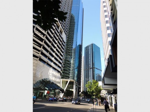 The Brisbane city centre is situated in a bend in the river.
