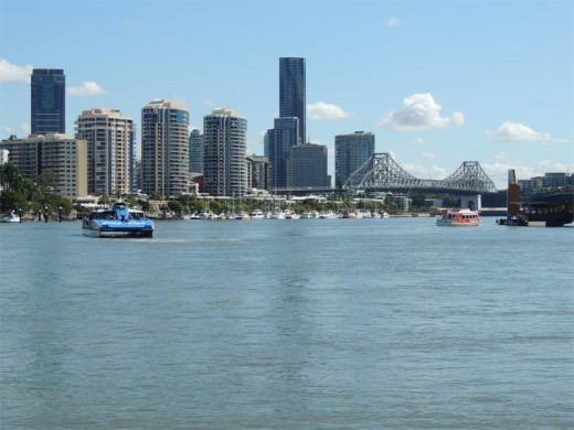 A view of the central business district from the CityCat.