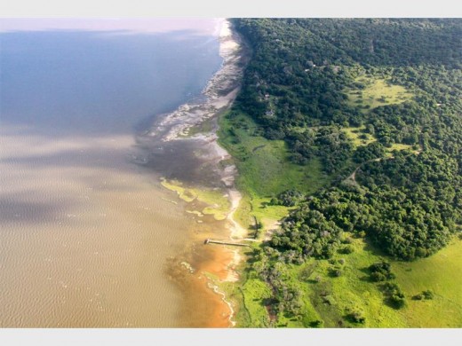  An aerial photograph of Charter's Creek, Lake St Lucia, taken in 2011 after good rains.