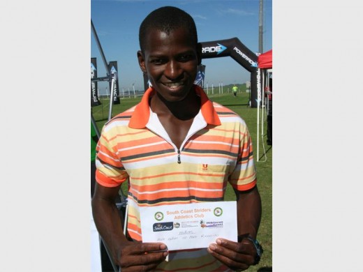 Jovial: Aaron Mahlangu was first in the men's 24km walk. 0916vee