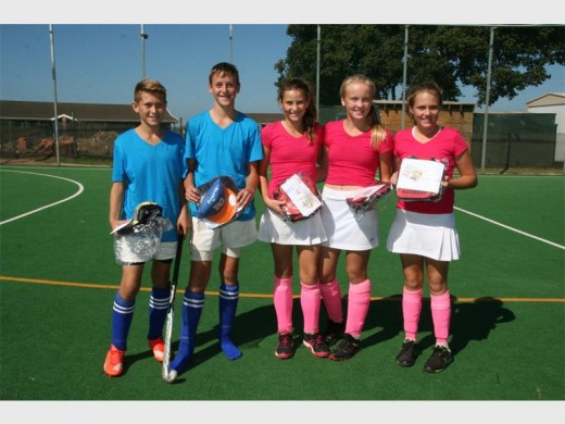 Well done: The 'His and Hers' team were the winners in the U14 category (from left) Richard Bormann, Anthony Dunford, Amber van Rooyen, Storm Dunford and Kayla Shaw. 0933vee