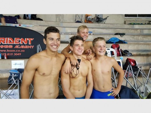 Bronze: Margate Swimming Club members claimed bronze in the men's 4x50 relay at Level 2 Champs. They are (from left) Jeandré Michau, Charles Thompson, Arno Smith and JP Myburgh.