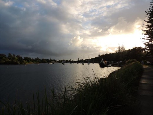 Storm clouds over the Clarence River estuary.