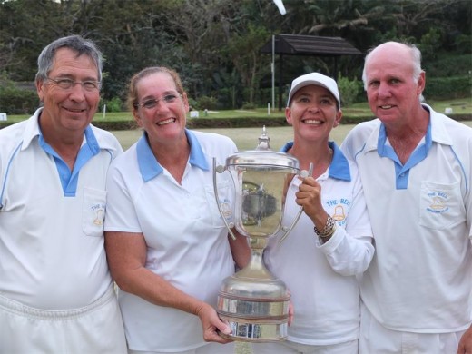Trophy time: Winning the KBA mixed fours this week are The Bell players (from left) Louw Vermeulen, Charmaine van Deventer, Michelle Vermeulen and Keith Harcombe. PHOTO BY HANS WIJTMAN
