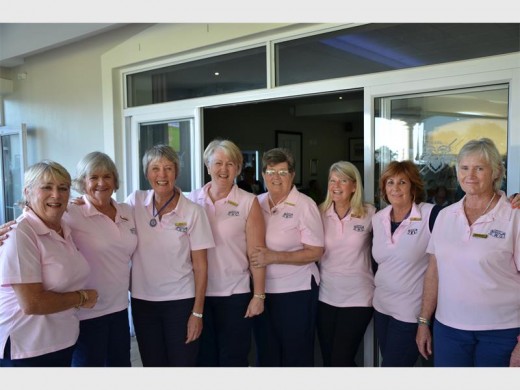 In the pink: The local SWG golfers who made the trip to Boland for the national champs are (from left) Augustine D’Ewes, Beryl Olden, Shirley Barclay, Linda Rybicki (captain), Helga Wepener, Marie Robinson, Rina Rito and Anne Baldrey.