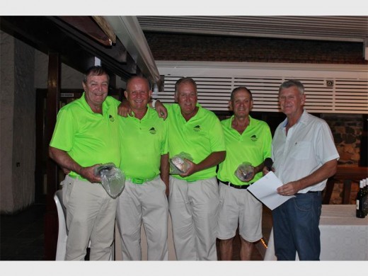 Fab four: Port Shepstone CC captain Greg Hornby (right) congratulates the winners of the Qualchame business day (from left) John Beekman, Jesse Verster, Pete Stoppel and Tony Fairbairn.