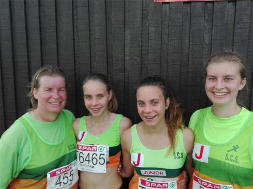 Fab four: Enjoying the Spar Ladies 10km Challenge are South Coast Striders (from left) Louise Morrison-Young, Caitlyn Schlehmeyer, Nicolette Schlehmeyer and Sarah Morrison-Young.
