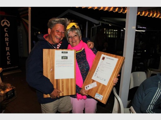 Happy: Yzelle Greyling (left) and Annie Stoppel won the women's section of the Tweni Crime Watch golf day.
