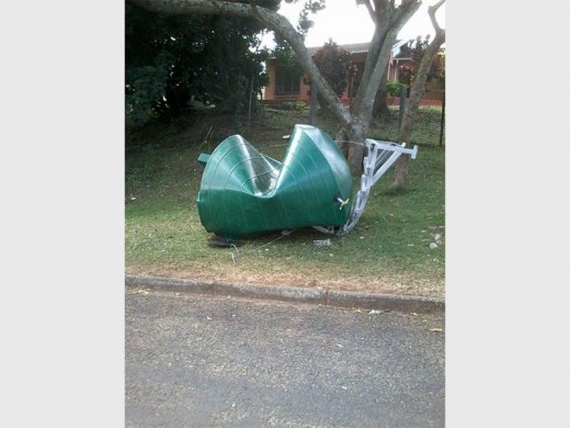 Crumpled: A caved-in tank on Pioneer Road in Ramsgate.