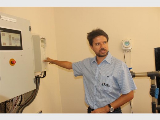  Joat Group senior loss engineer, Albert Hoffman, explains how the water leak detection testing rig operates during the launch of the Ugu water leak and test rig control room held at Marburg last Friday.