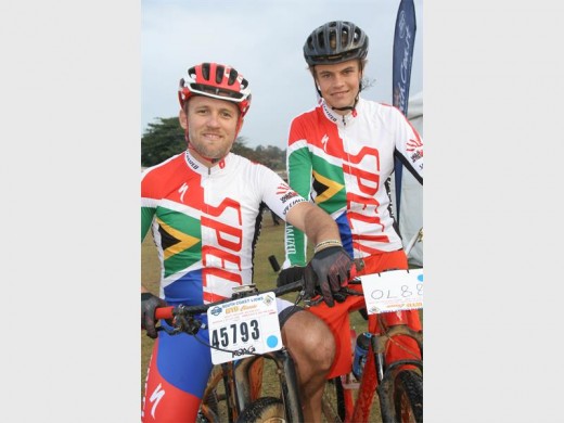 Biker boys: Duane Stander (left) and Devon Smith prepare to ride. 7546vee