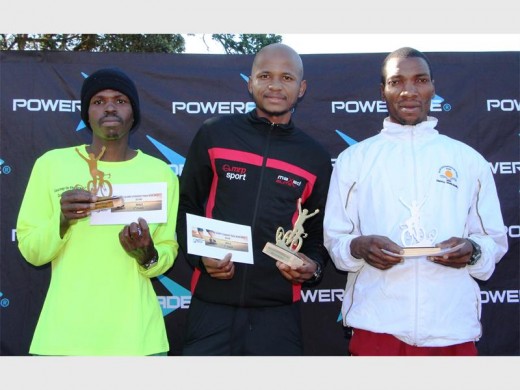 Fleet-footed: Clocking remarkable times in the 20km Trail Run were (from left) Eric Ndovela (3rd), Michael Mzobe (1st) and Themba Xesibe (2nd).