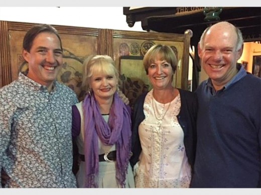 After the show: Marke and Barbie Meyer with Gail and Bill Ross-Adams after a top-class performance at the Green Lantern Inn at Van Reenen.