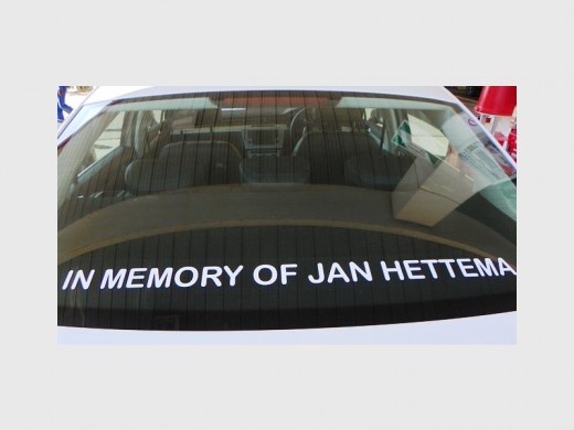 In memory of Jan Hettema, a South African motoring legend who was due to be part of the team before his tragic death.
