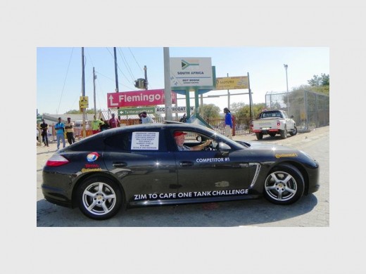 The Porsche leaves Beitbridge.