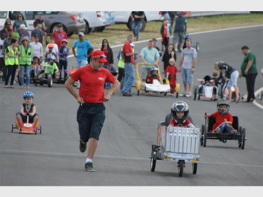 And they're off: Jaydon Stander leads the way in the 'Mini Movers' race category. 8738vee