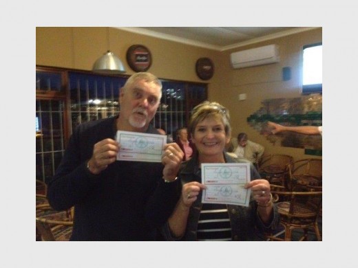 Well played: Alan and Alison Dinning won the Uvongo Spar open 2-4-2 competition at Margate Bowling Club last week.
