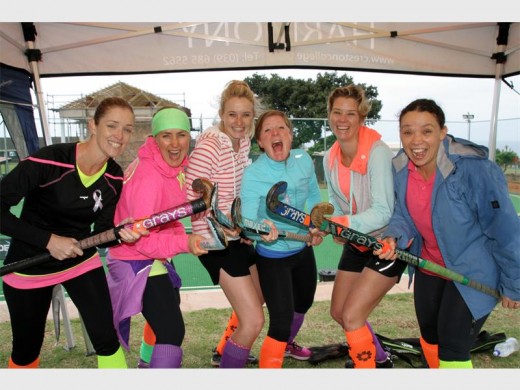 Togged up: The upbeat Colourful Chaos team ready for their game (from left) Tarryn Powell, Cindy Francis, Amy Beckett, Rachel Sparkman, Belinda Thompson and Gabi de Jager. 1247vee
