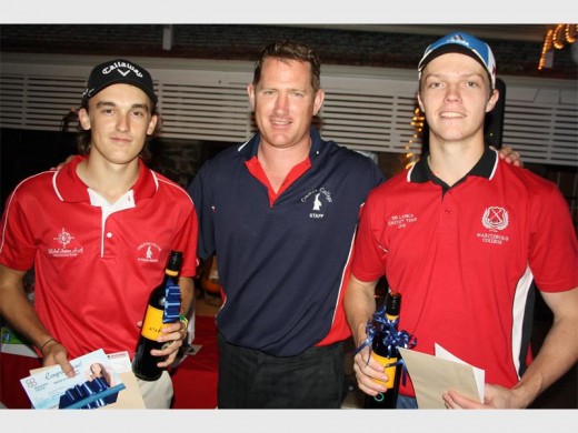 Close: Runners-up were Brenton Wood (left) and David Small, pictured with Creston College Senior Primary headmaster Ryan Kyle.