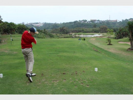 Whack: Dominic de Bruin has a go at the elusive hole in one.