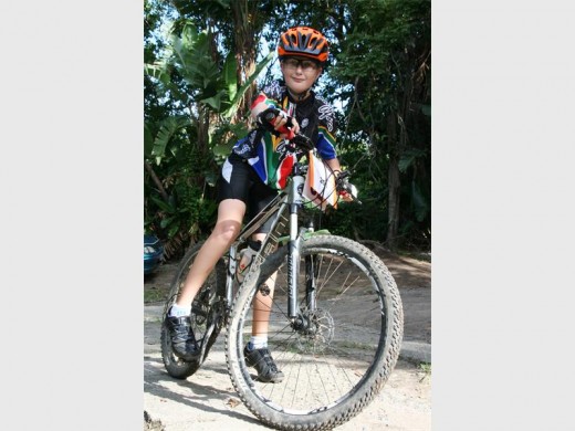 Togged up: Brent Richter of Banana Beach gets his bicycle in readiness. 9113vee