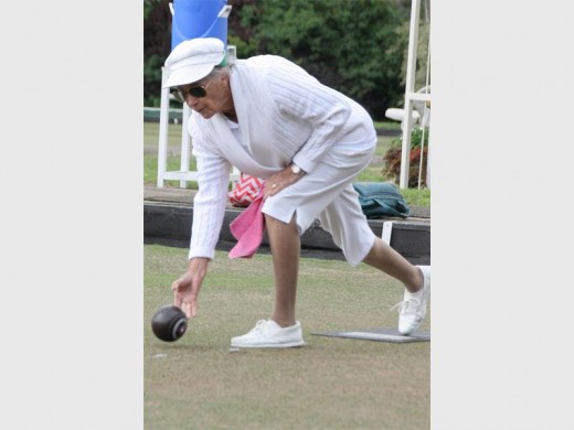Eye on the bowl: Daphne Sapsford of The Bell in action during the KBA Masters tournament.