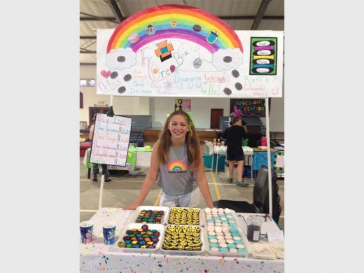 Izotsha 'retailer' Gemma de Beer mans her stall called 'The Oreo Box' where customers could buy delicious, colourfully-decorated Oreos at last week's gr 7 market day.
