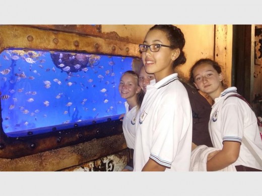 Gr 7 pupils from Port Edward Primary (from left) Kaylin Lochner, Ruby van der Merwe, Shelbi Wetton and Gillian van Rooyen found the uShaka Marine World aquarium fascinating.