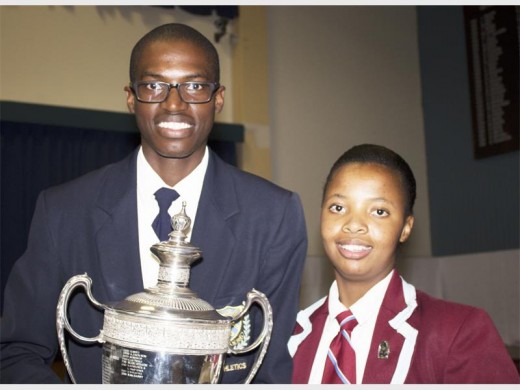 Njabulo Cele (left) and Yande Bawana walked away with the sportsman and sportswoman of the year awards at the ceremony held at Port Shepstone High last week.