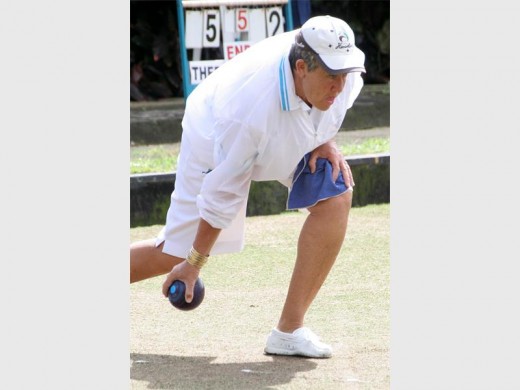 Focus: Pam Cole-Cook of Margate Bowling Club shows her determination during the KBA Masters tournament.