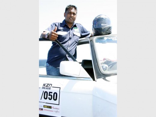 Petrol head: Prega Govender of Marburg at the starting line of his race. 4780vee