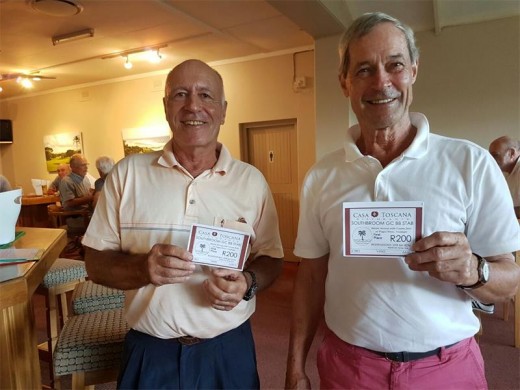 Dinner voucher: Chris Huber (left) and Heiner Spoerri won the Casa Toscana golf day at Southbroom Golf Club last Saturday.