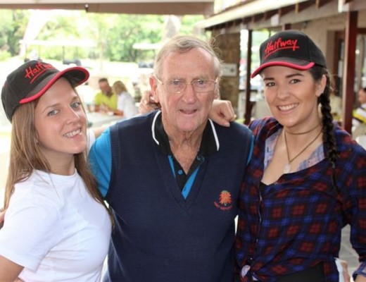  Dave Milne with Nadine Crouch (left) and Lauren Lourens from Halway Toyota  at Izotsha Primary's sponsored golf day.