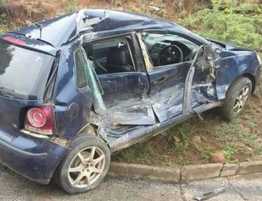 One of the cars involved in the accident.