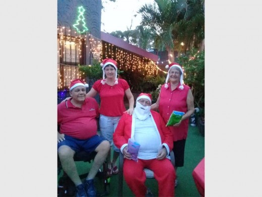 The Dunn family (from left) Hannes, Ellie, Noelie and Christie, welcome their young guests to the home they have transformed into a Christmas wonderland.