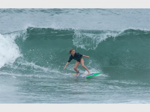  Mayah in action in overhead surf on her way to winning the novice girls' division.