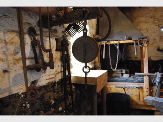 Old tools on display in the smithy.