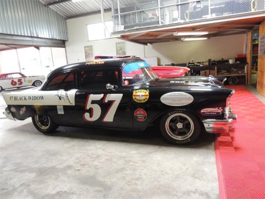 Too dangerous: This 1957 Chev Bel Air, one of only 22 buit at a full on stock car, was deemed to 'hot'  by the National Association for Stock Car Auto Racing (Nascar). Its reputation as a dangerous car earned it the nickname of the Black Widow.