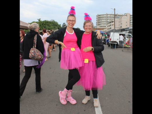 Monja Matthews and Lydia Steyn at the Colour Fun Walk in Scottburgh to raise funds for breast cancer awareness.